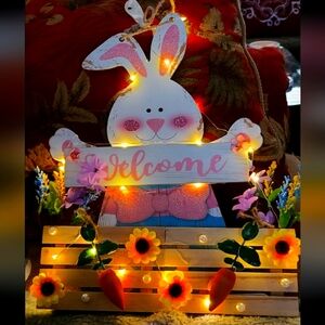 1 of a kind Handmade Lighted Easter Bunny Wall/Door Hanger